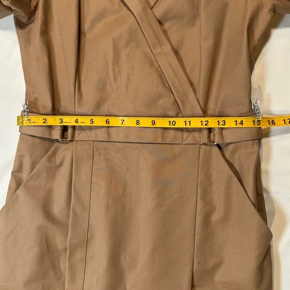 REISS | Quiet Luxury Wrap-Style Belted Dress | Camel Neutral | US 8 - Picture 9 of 11